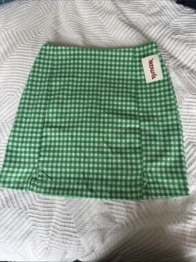 NWT Green Gingham Mini Skirt